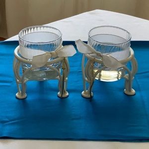 Pair of candles holders. Wrought Iron ( heavy )